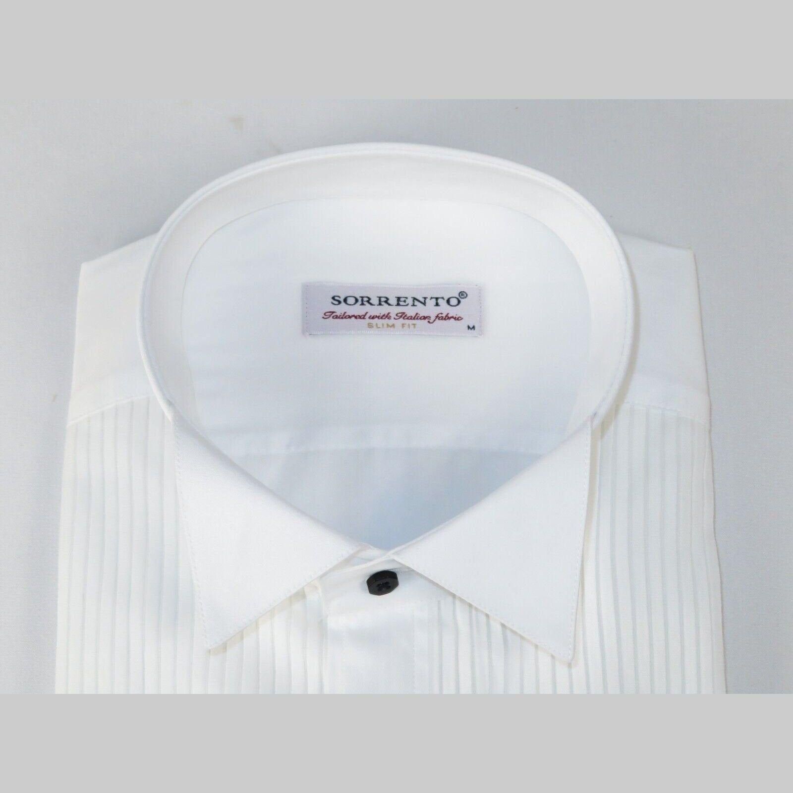 Mens 100% Italian Cotton Tux Formal Shirt SORRENTO Turkey 4846 White Wing tip - J.Valintin Men's Wear Legend - 96781