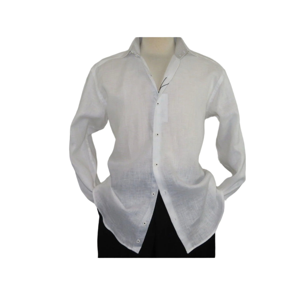 Mens 100% Linen Summer Shirt J.Valintin Turkey - Usa Axxess Style OBR78 - 01 White - J.Valintin Men's Wear Legend - 6884