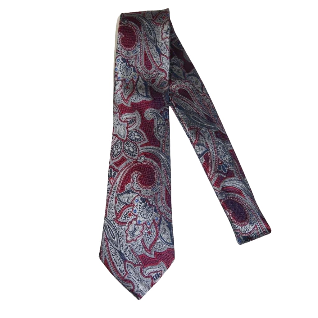 Men's 100% Silk Necktie By Bruno Piattelli Paisley Floral Fancy BP10 Wine Gray - J.Valintin Men's Wear Legend - BP10