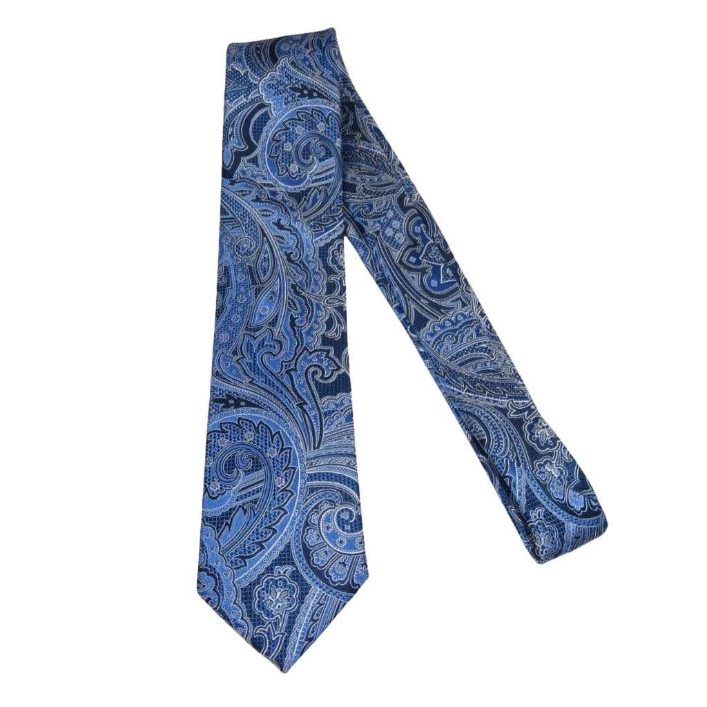 Men's 100% Silk Necktie By Bruno Piattelli Paisley Floral Fancy BP13 Royal Blue - J.Valintin Men's Wear Legend - BP13