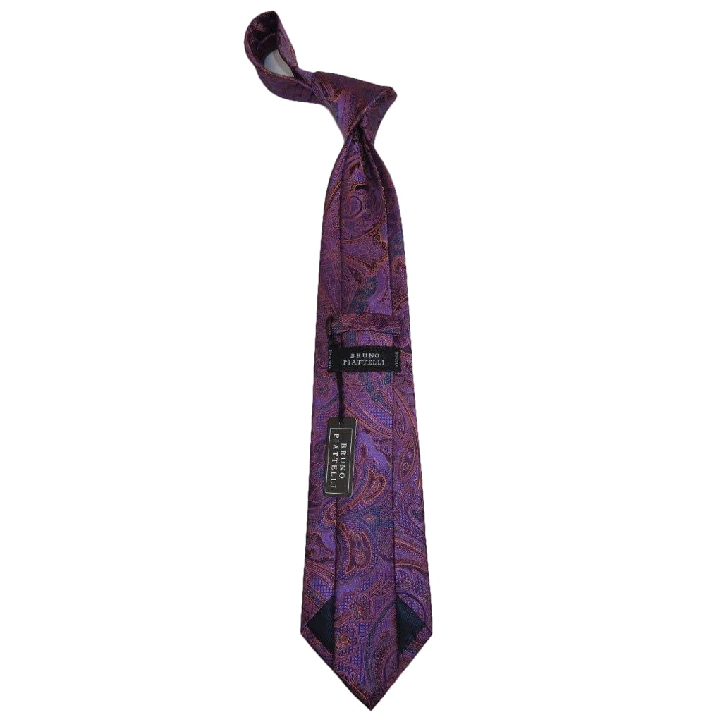 Men's 100% Silk Necktie By Bruno Piattelli Paisley Floral Fancy BP16 Pink Purple - J.Valintin Men's Wear Legend - BP16