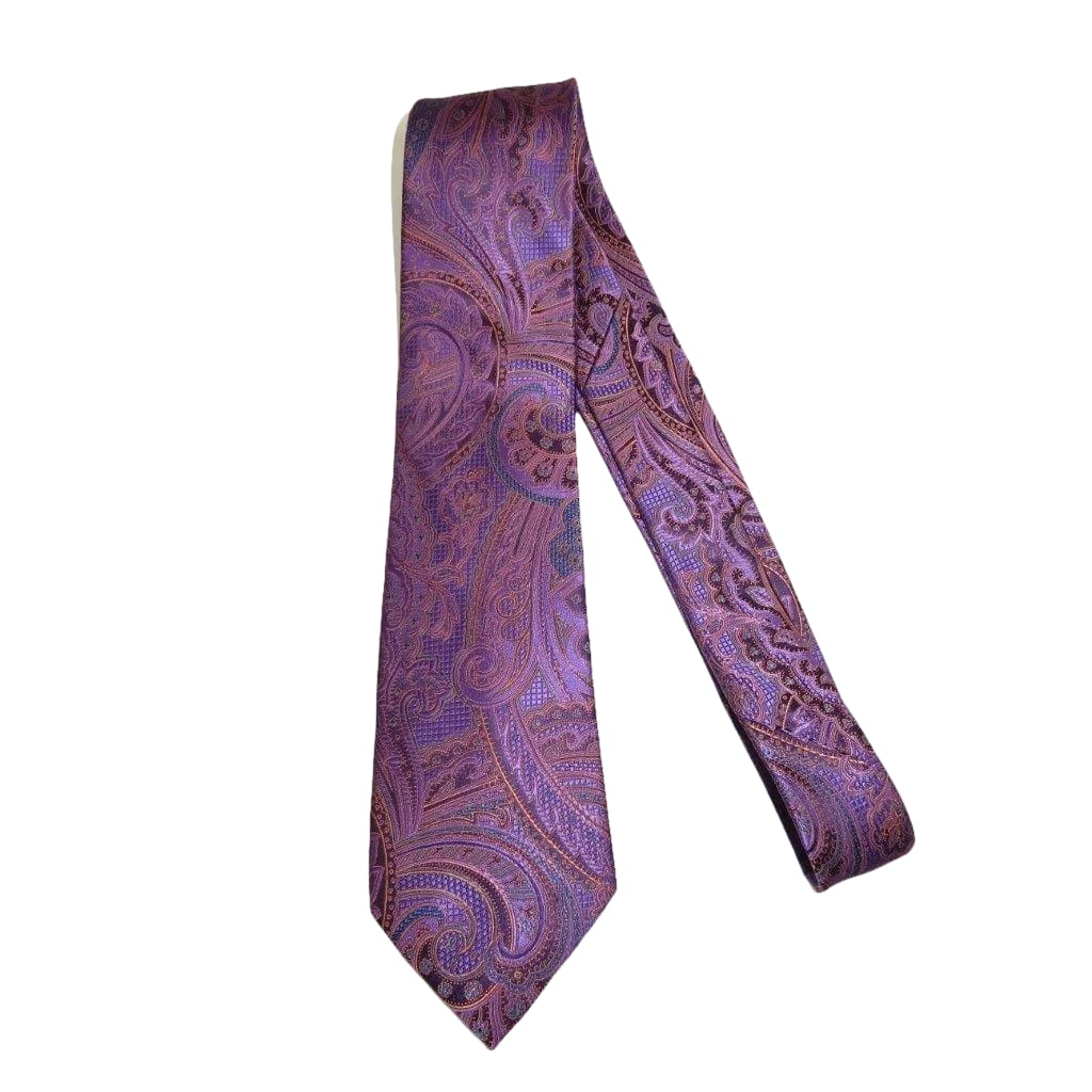 Men's 100% Silk Necktie By Bruno Piattelli Paisley Floral Fancy BP16 Pink Purple - J.Valintin Men's Wear Legend - BP16