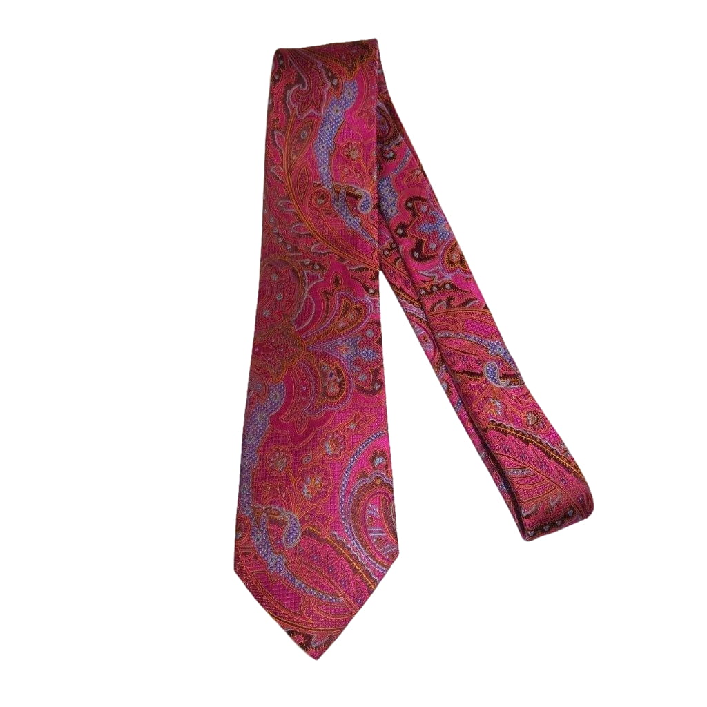 Men's 100% Silk Necktie By Bruno Piattelli Paisley Floral Fancy BP17 Fuchsia Red - J.Valintin Men's Wear Legend - BP17