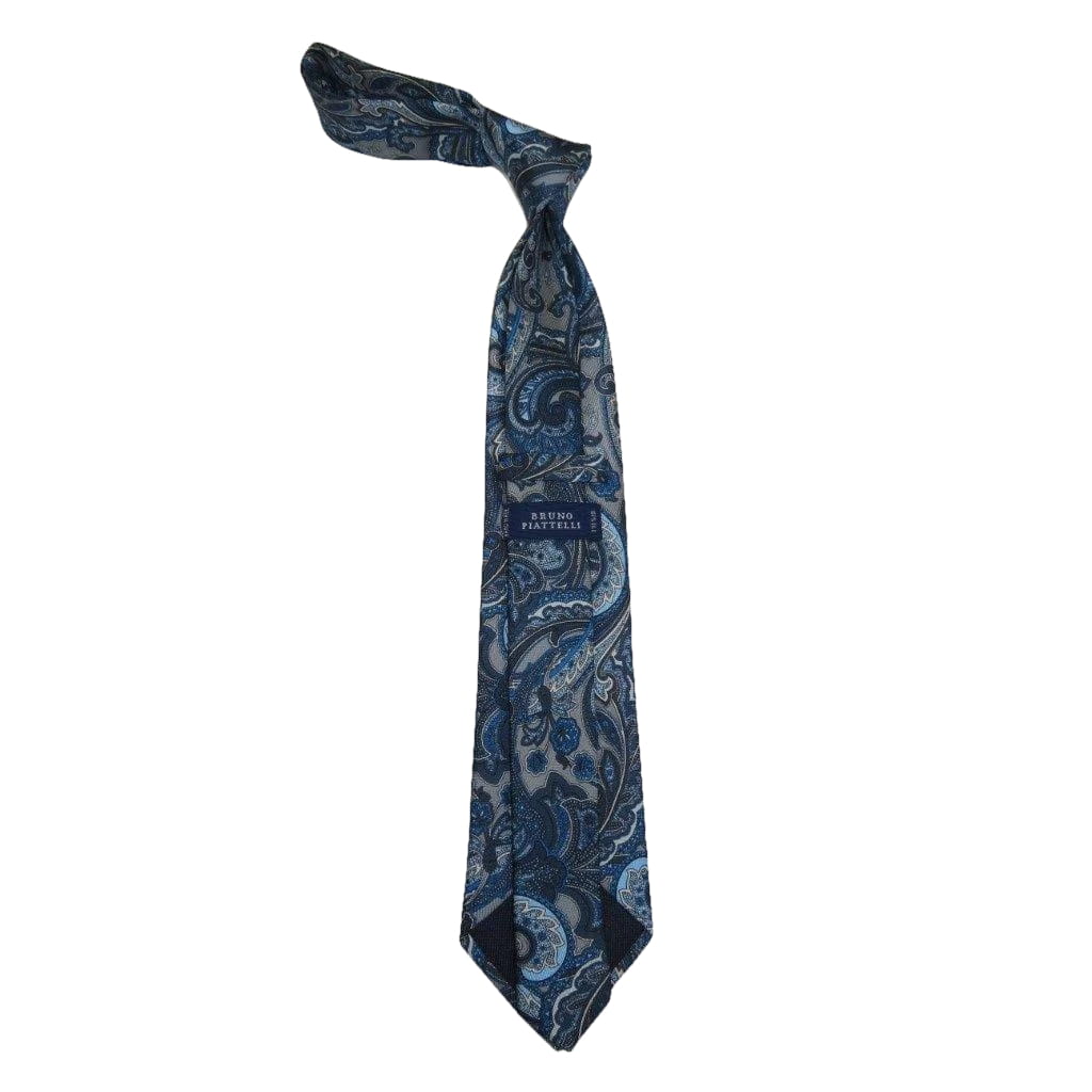 Men's 100% Silk Necktie By Bruno Piattelli Paisley Floral Fancy BP26 Navy Blue - J.Valintin Men's Wear Legend - BP26