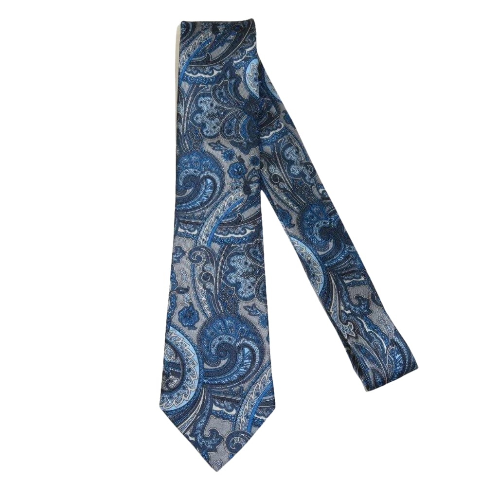 Men's 100% Silk Necktie By Bruno Piattelli Paisley Floral Fancy BP26 Navy Blue - J.Valintin Men's Wear Legend - BP26