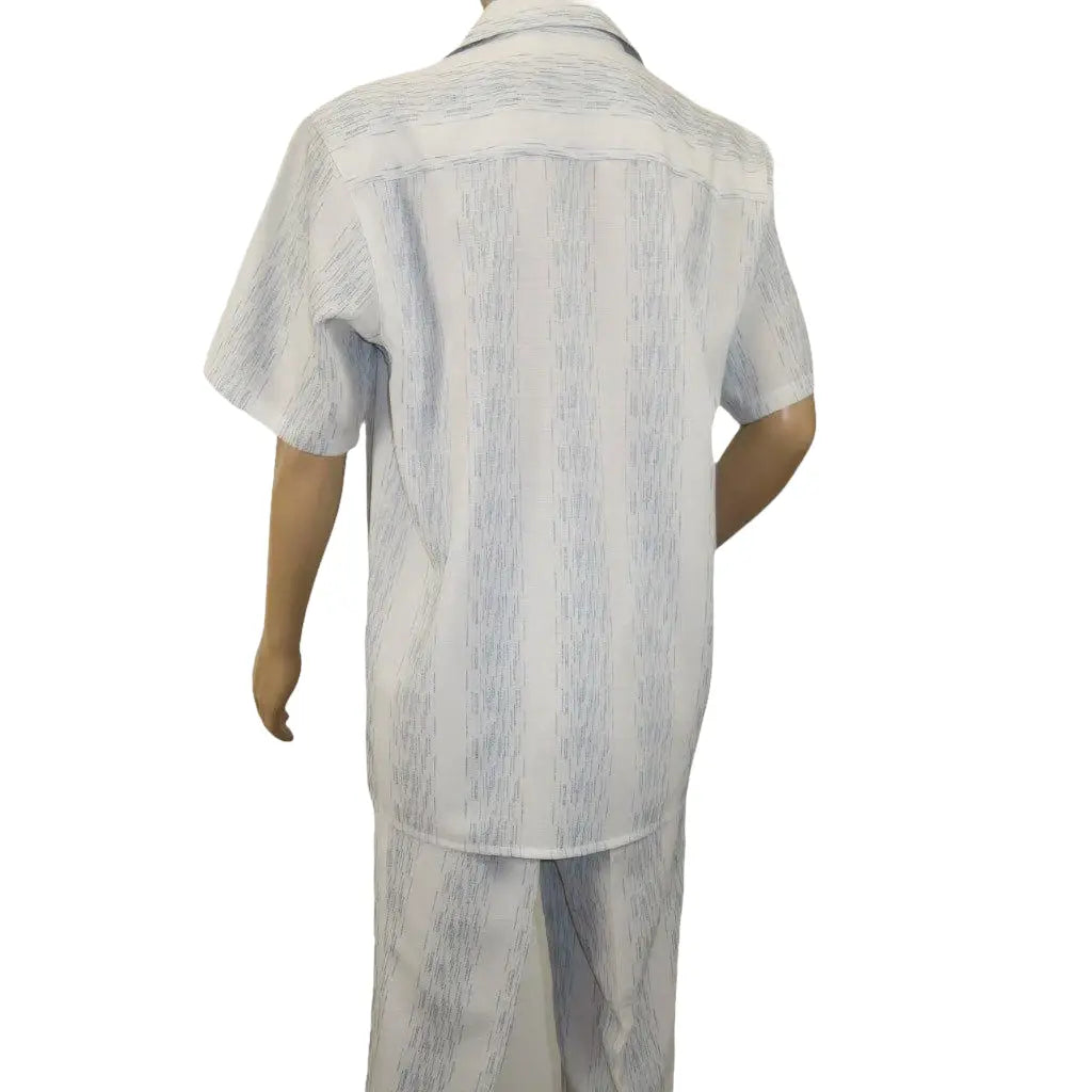 Men's 2pc Walking Leisure Suit by Royal Diamond T2004 White Blue Size Large - J.Valintin Men's Wear Legend - T2004 - Large