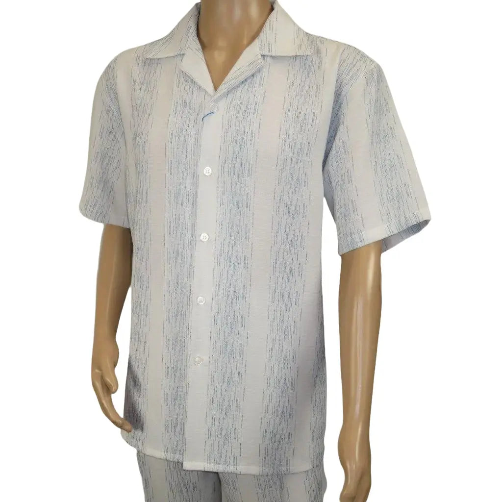 Men's 2pc Walking Leisure Suit by Royal Diamond T2004 White Blue Size Large - J.Valintin Men's Wear Legend - T2004 - Large