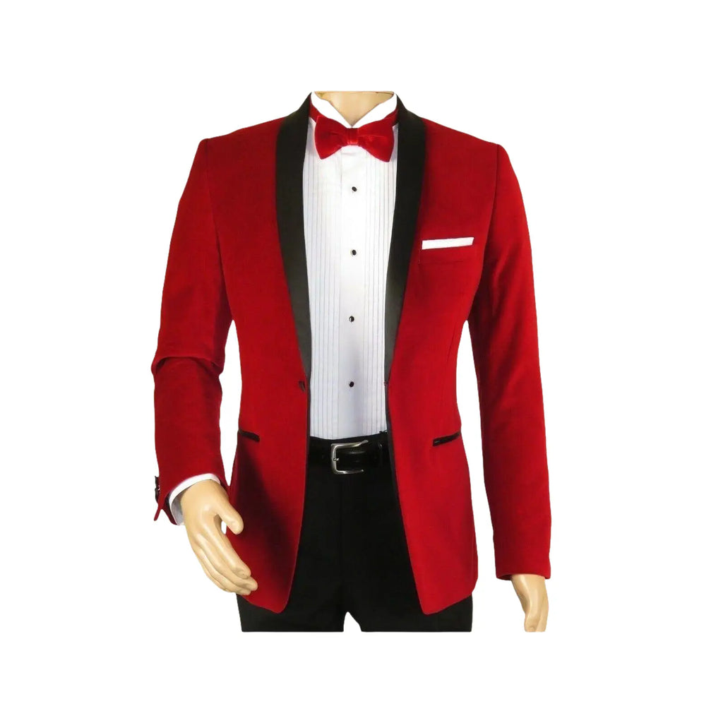 Mens Adolfo Velvet Dinner Jacket Shawl Satin Stage singer 3016J Christmas Red - J.Valintin Men's Wear Legend - 1907