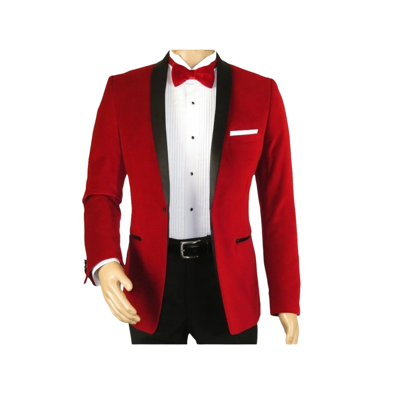 Mens Adolfo Velvet Dinner Jacket Shawl Satin Stage singer 3016J Christmas Red - J.Valintin Men's Wear Legend - 1907