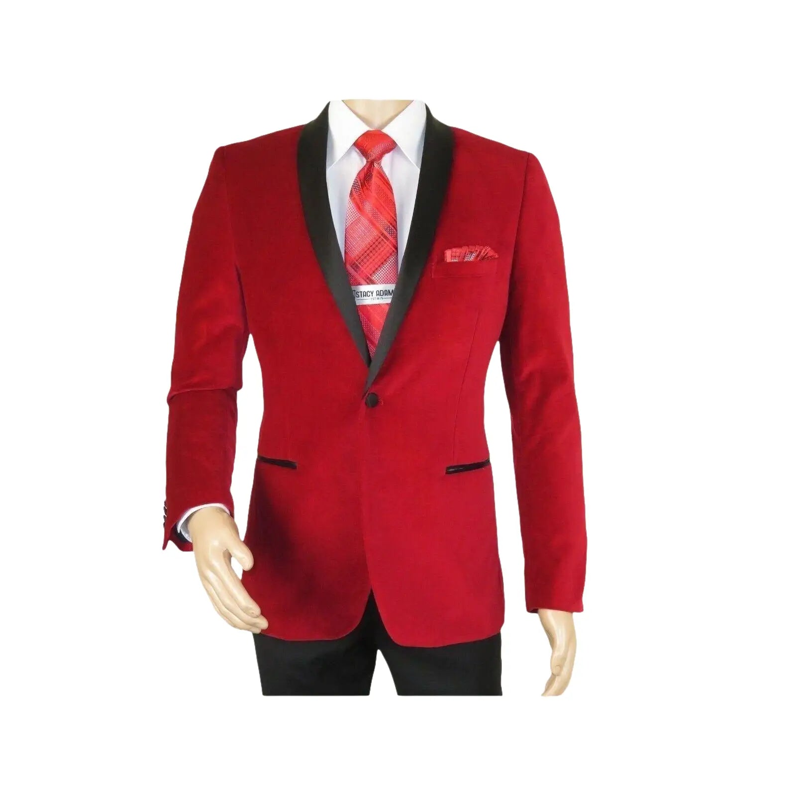Mens Adolfo Velvet Dinner Jacket Shawl Satin Stage singer 3016J Christmas Red - J.Valintin Men's Wear Legend - 1907