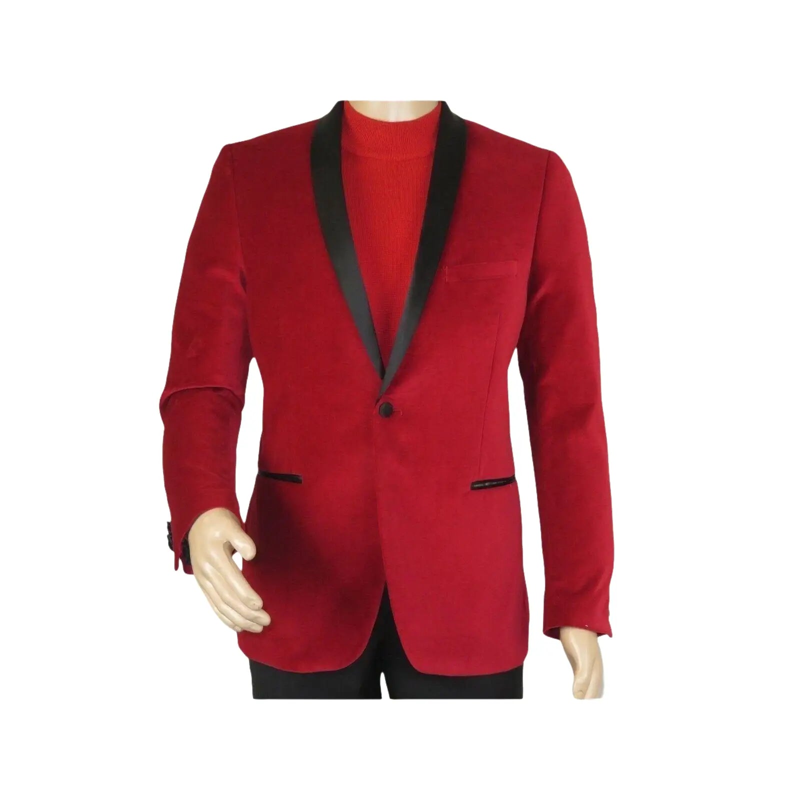Mens Adolfo Velvet Dinner Jacket Shawl Satin Stage singer 3016J Christmas Red - J.Valintin Men's Wear Legend - 1907