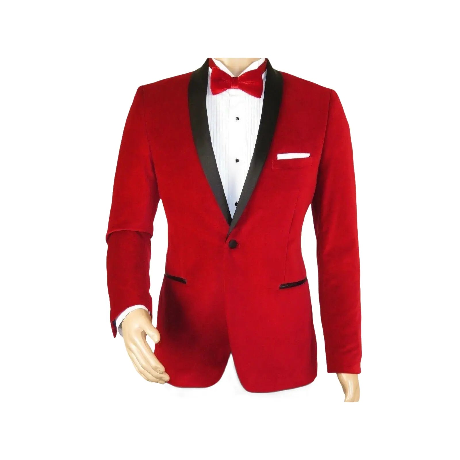 Mens Adolfo Velvet Dinner Jacket Shawl Satin Stage singer 3016J Christmas Red - J.Valintin Men's Wear Legend - 1907