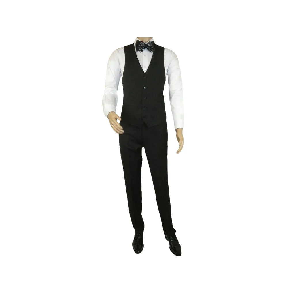 Mens Angelo Rossi 3PC vested Formal or Business Suit poly Rayon 320 Black - J.Valintin Men's Wear Legend - 1719
