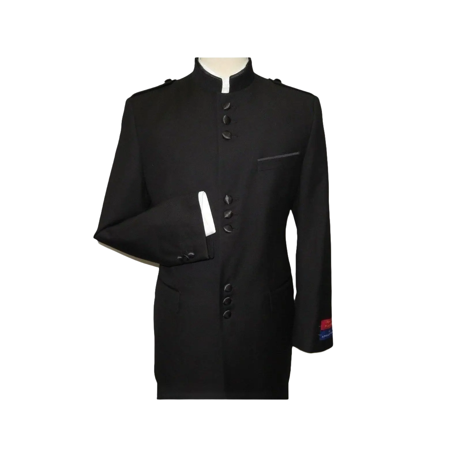 Mens Apollo King Banded Collarless suit Chinese Mandarin Wide leg AG91 Black - J.Valintin Men's Wear Legend - 31703