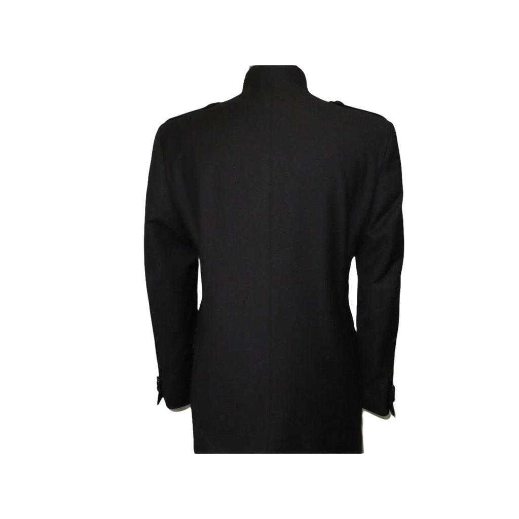 Mens Apollo King Banded Collarless suit Chinese Mandarin Wide leg AG91 Black - J.Valintin Men's Wear Legend - 31703