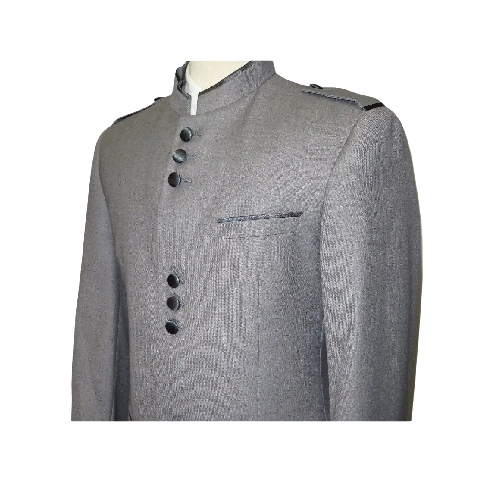 Mens Apollo King Banded Collarless suit Chinese Mandarin Wide leg AG93 Gray - J.Valintin Men's Wear Legend - 31637