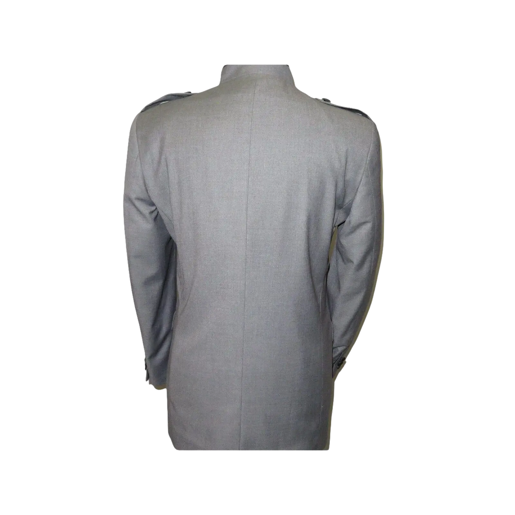 Mens Apollo King Banded Collarless suit Chinese Mandarin Wide leg AG93 Gray - J.Valintin Men's Wear Legend - 31637