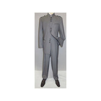 Mens Apollo King Banded Collarless suit Chinese Mandarin Wide leg AG93 Gray - J.Valintin Men's Wear Legend - 31637