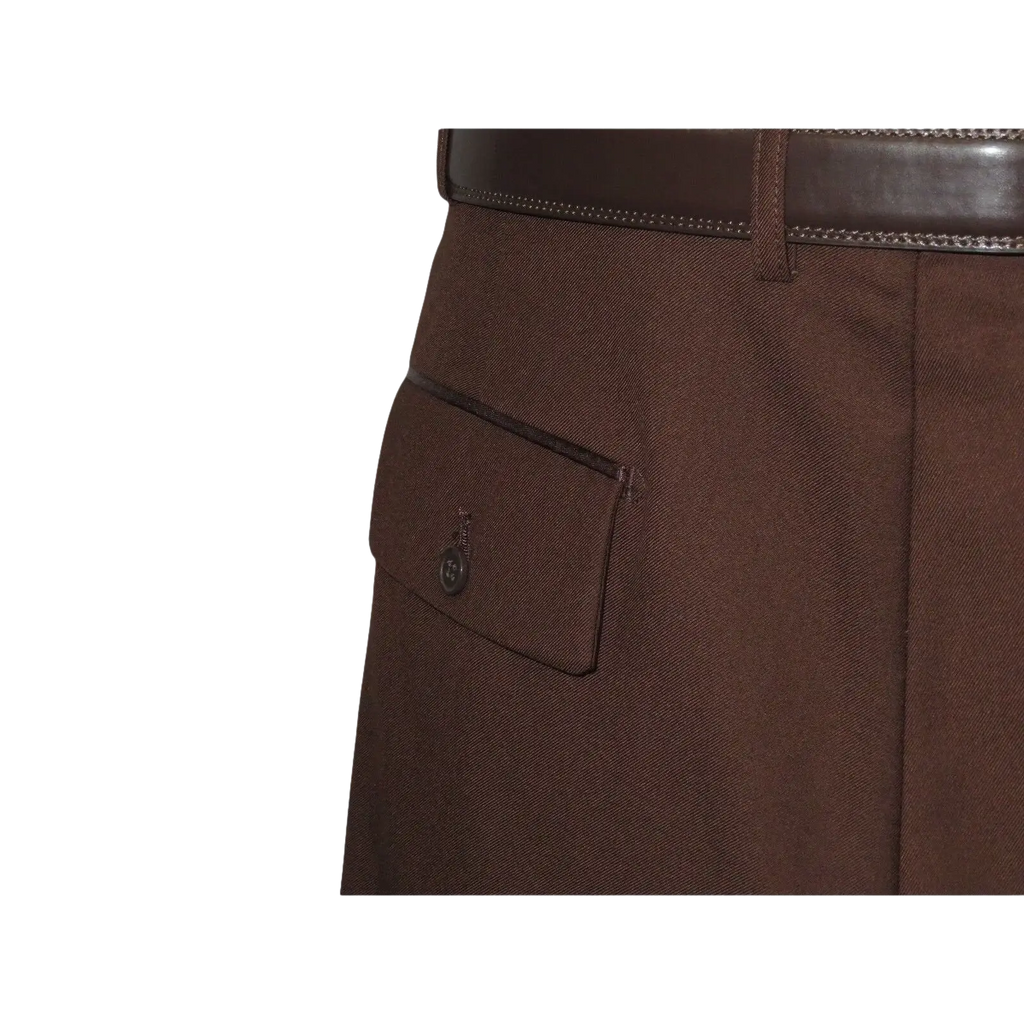 Mens Apollo King Banded Collarless suit Chinese Mandarin Wide leg AG94 Brown - J.Valintin Men's Wear Legend - 31685