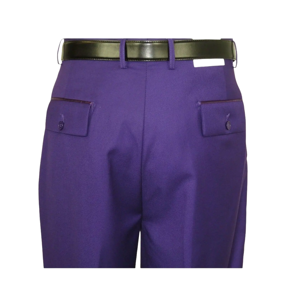 Mens Apollo King Banded Collarless suit Chinese Mandarin Wide leg AG95 Purple - J.Valintin Men's Wear Legend - 74411
