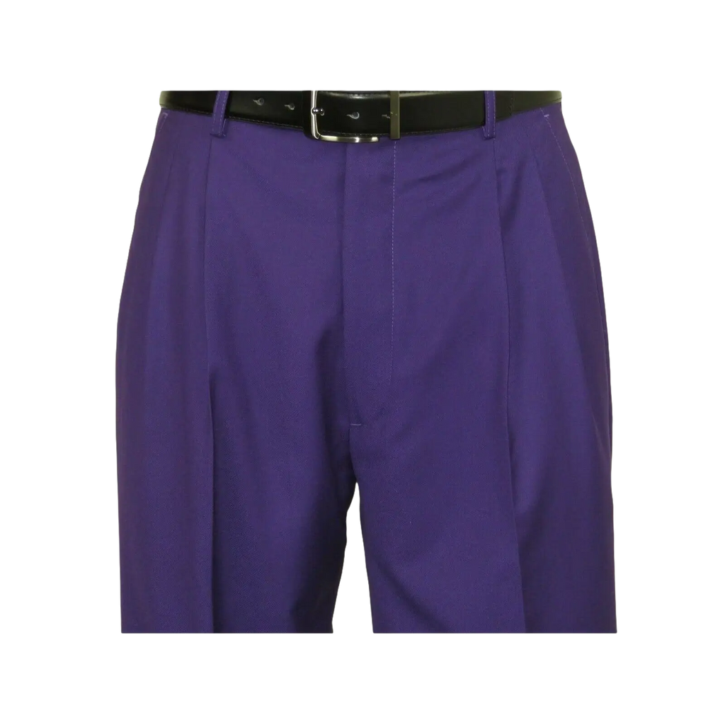 Mens Apollo King Banded Collarless suit Chinese Mandarin Wide leg AG95 Purple - J.Valintin Men's Wear Legend - 74411