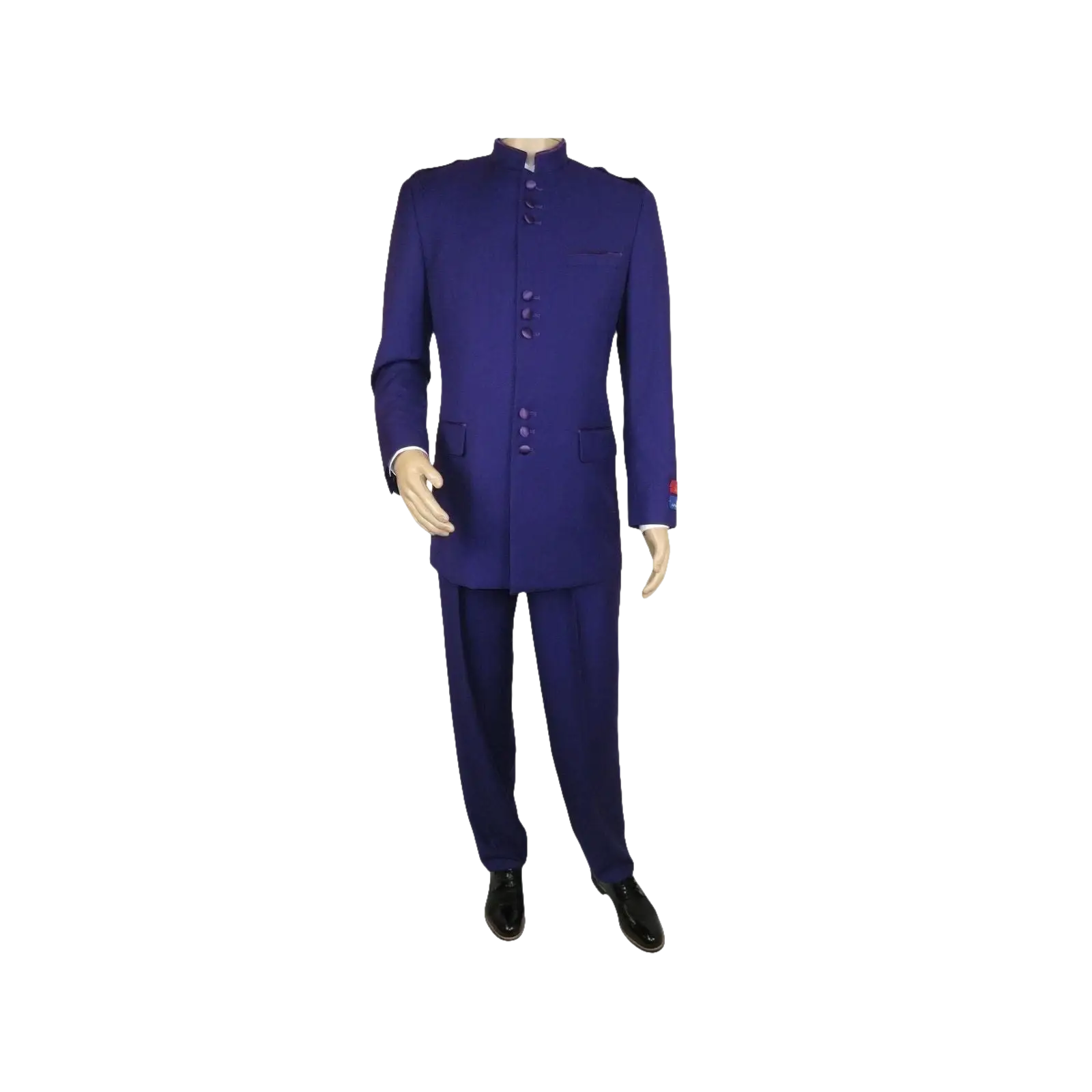 Mens Apollo King Banded Collarless suit Chinese Mandarin Wide leg AG95 Purple - J.Valintin Men's Wear Legend - 74411