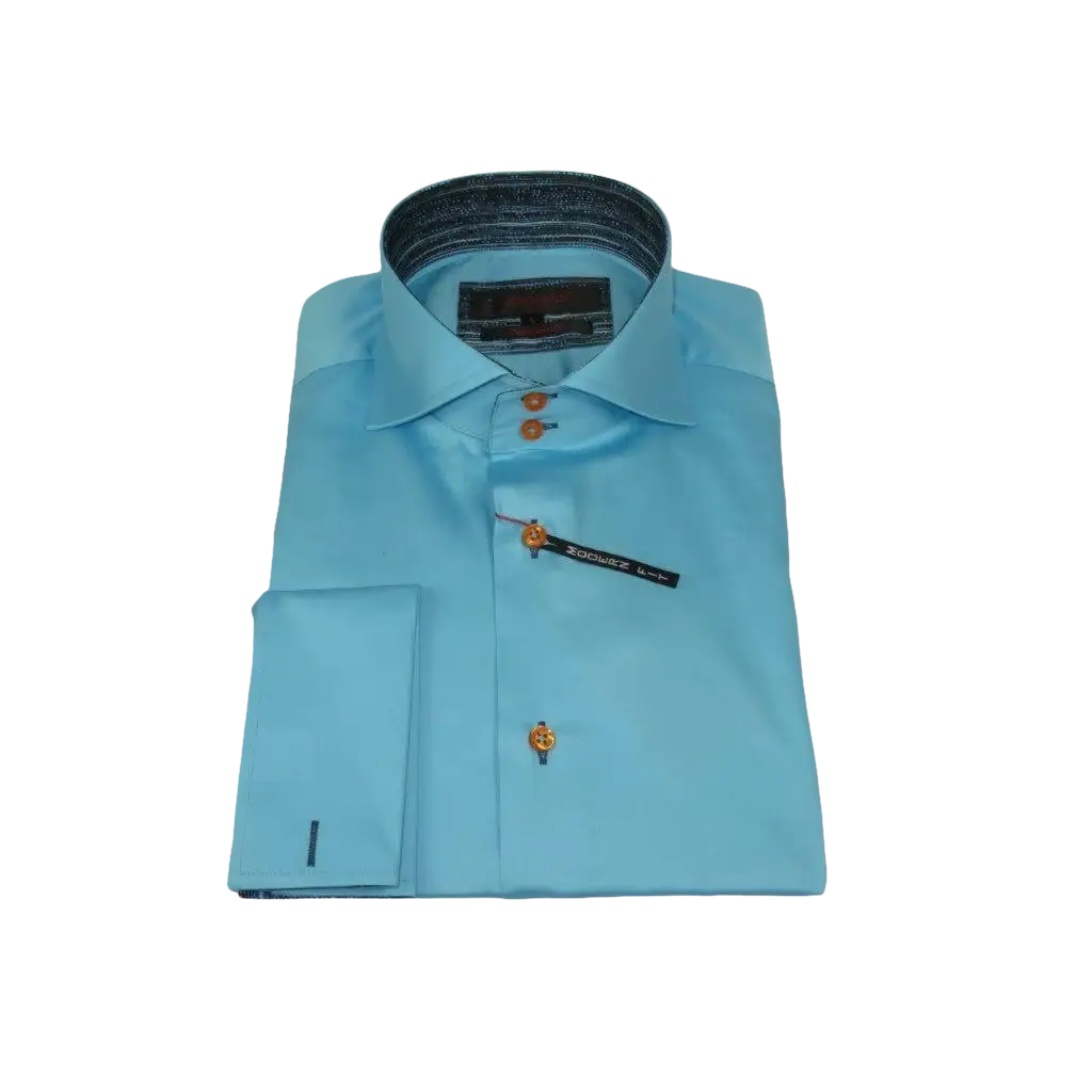 Men's Axxess Turkey Shirt 100% Cotton High Collar 224 - 08 French Cuffs Teal - J.Valintin Men's Wear Legend - 224 - 08 Teal - M