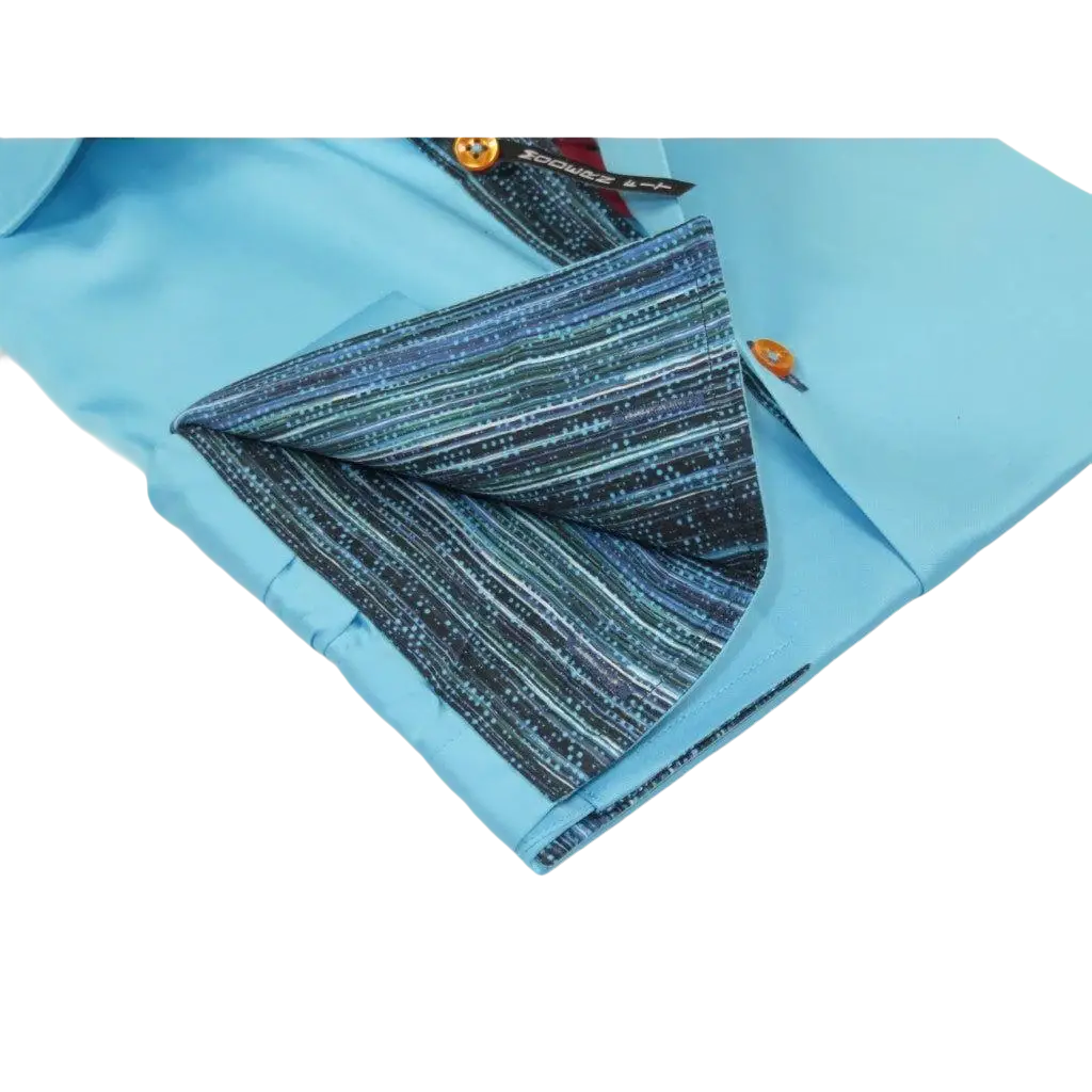 Men's Axxess Turkey Shirt 100% Cotton High Collar 224 - 08 French Cuffs Teal - J.Valintin Men's Wear Legend - 224 - 08 Teal - M