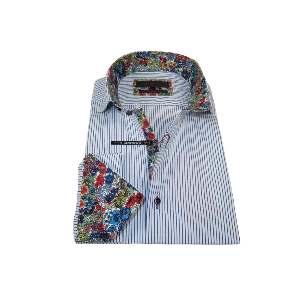 Men's Axxess Turkey Shirt 100% Cotton High Collar 224 - 11 French Cuffs Stripe - J.Valintin Men's Wear Legend - 224 - 11 White - M