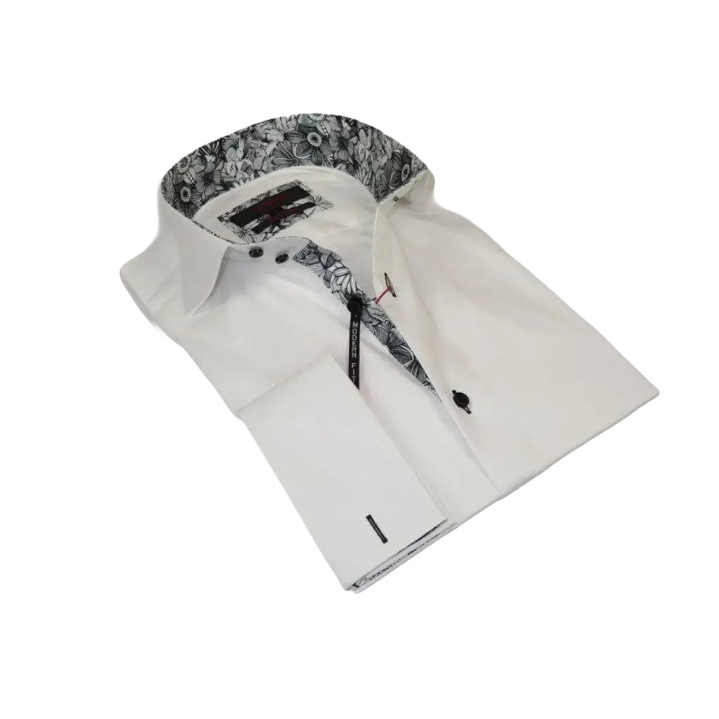 Men's Axxess Turkey Shirt 100% Cotton High Collar 224 - 13 French Cuffs White - J.Valintin Men's Wear Legend - 224 - 13 White - M