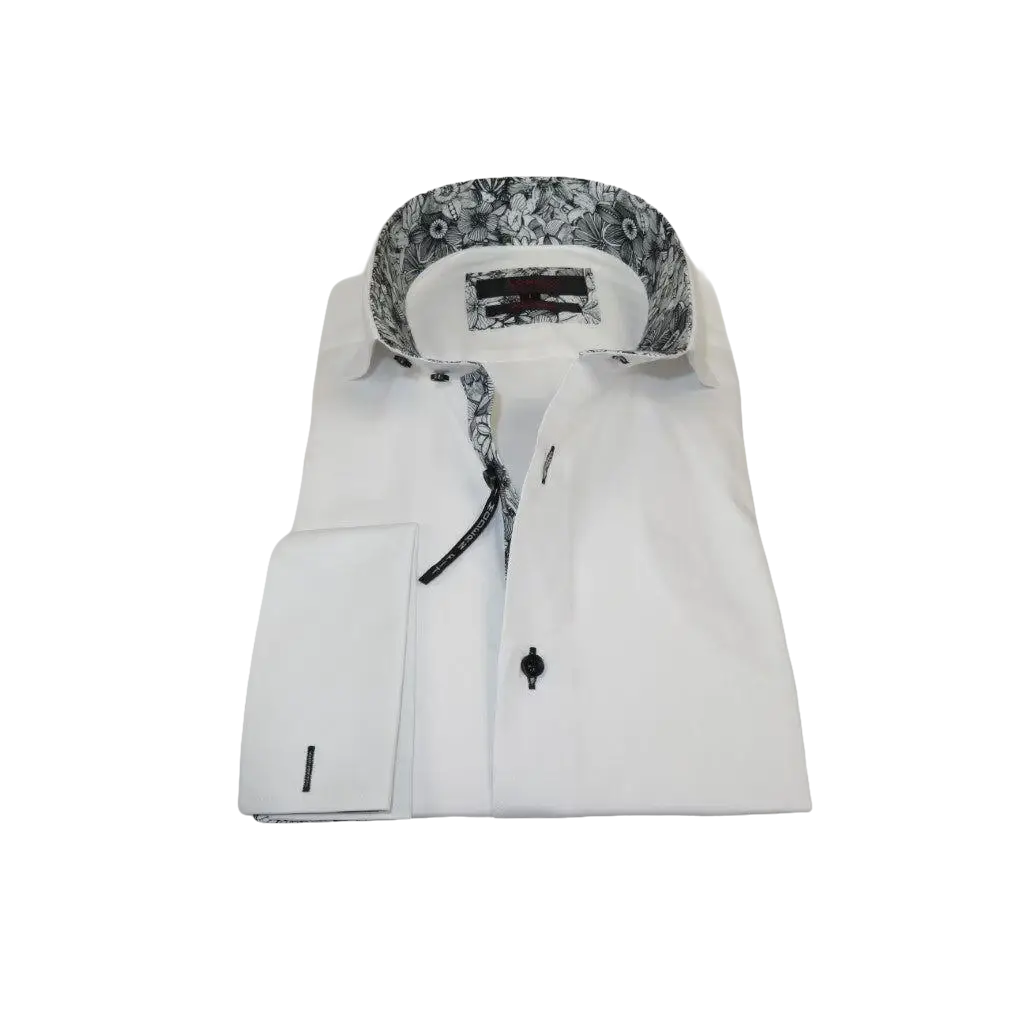 Men's Axxess Turkey Shirt 100% Cotton High Collar 224 - 13 French Cuffs White - J.Valintin Men's Wear Legend - 224 - 13 White - M
