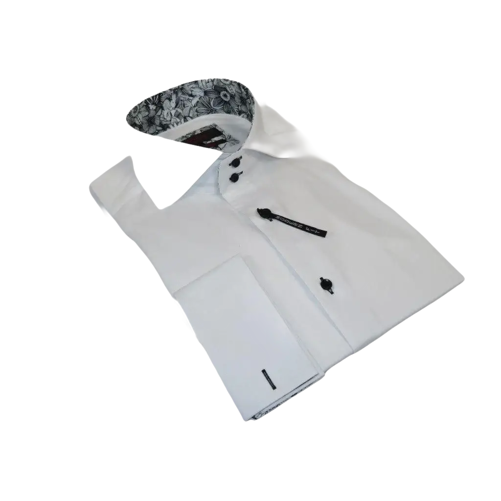 Men's Axxess Turkey Shirt 100% Cotton High Collar 224 - 13 French Cuffs White - J.Valintin Men's Wear Legend - 224 - 13 White - M