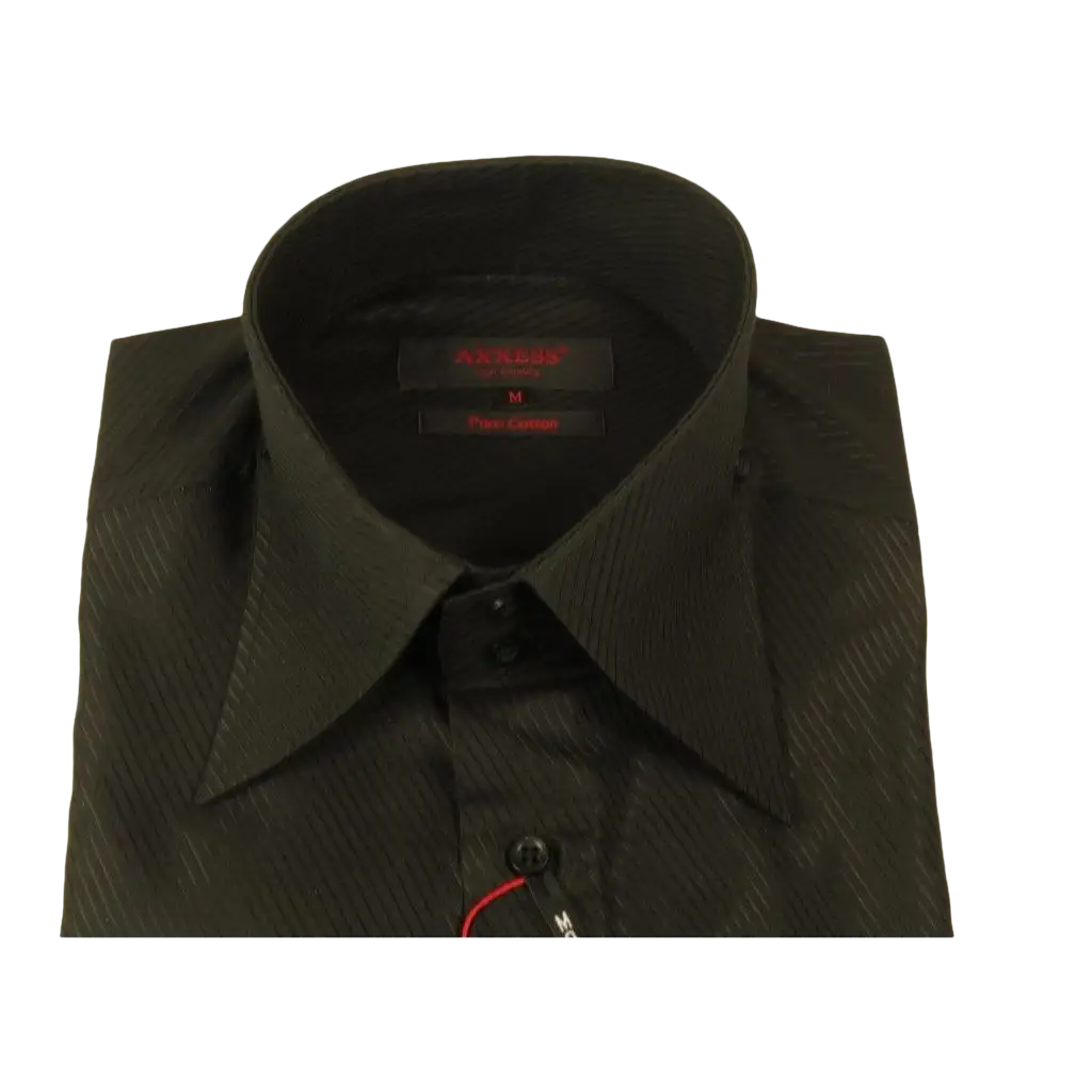 Men's Axxess Turkey Shirt 100% Cotton Long Collar 224 - 06 French Cuffs Black - J.Valintin Men's Wear Legend - 224 - 06 Black - M
