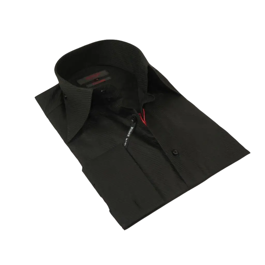 Men's Axxess Turkey Shirt 100% Cotton Long Collar 224 - 06 French Cuffs Black - J.Valintin Men's Wear Legend - 224 - 06 Black - M