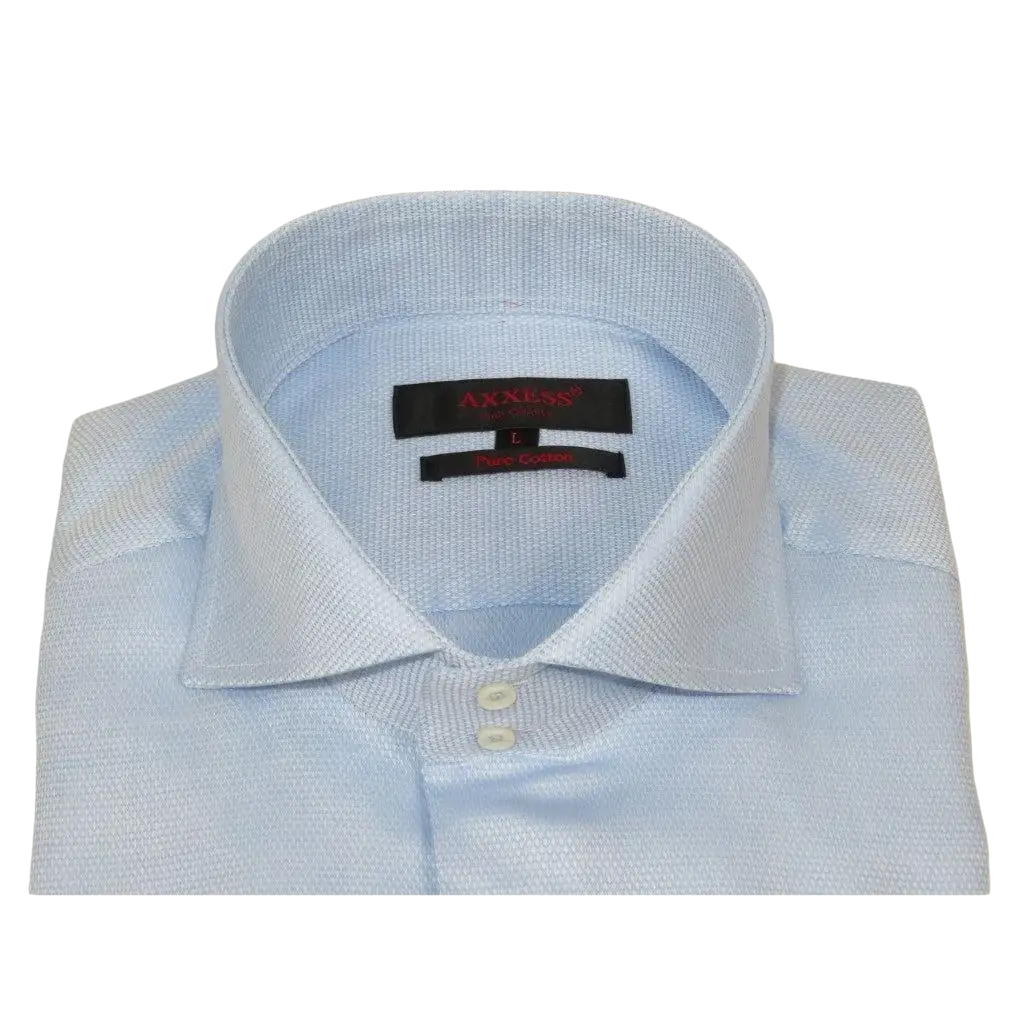 Men's Axxess Turkey Shirt 100% Egyptian Cotton High Collar 224 - 02 Blue Pique - J.Valintin Men's Wear Legend - 224 - 02 Blue - L