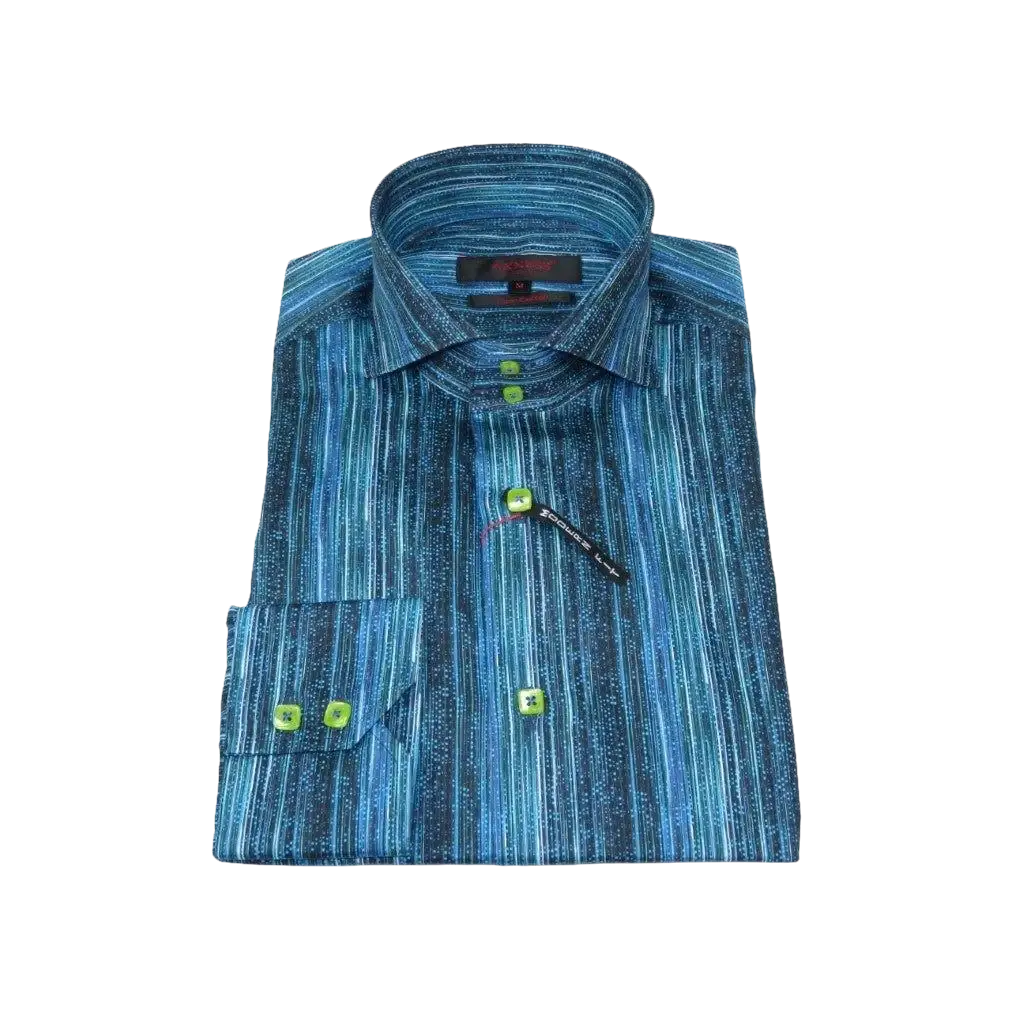 Men's Axxess Turkey Shirt 100% Egyptian Cotton High Collar 224 - 21 Teal Fancy - J.Valintin Men's Wear Legend - 224 - 21 Teal - M