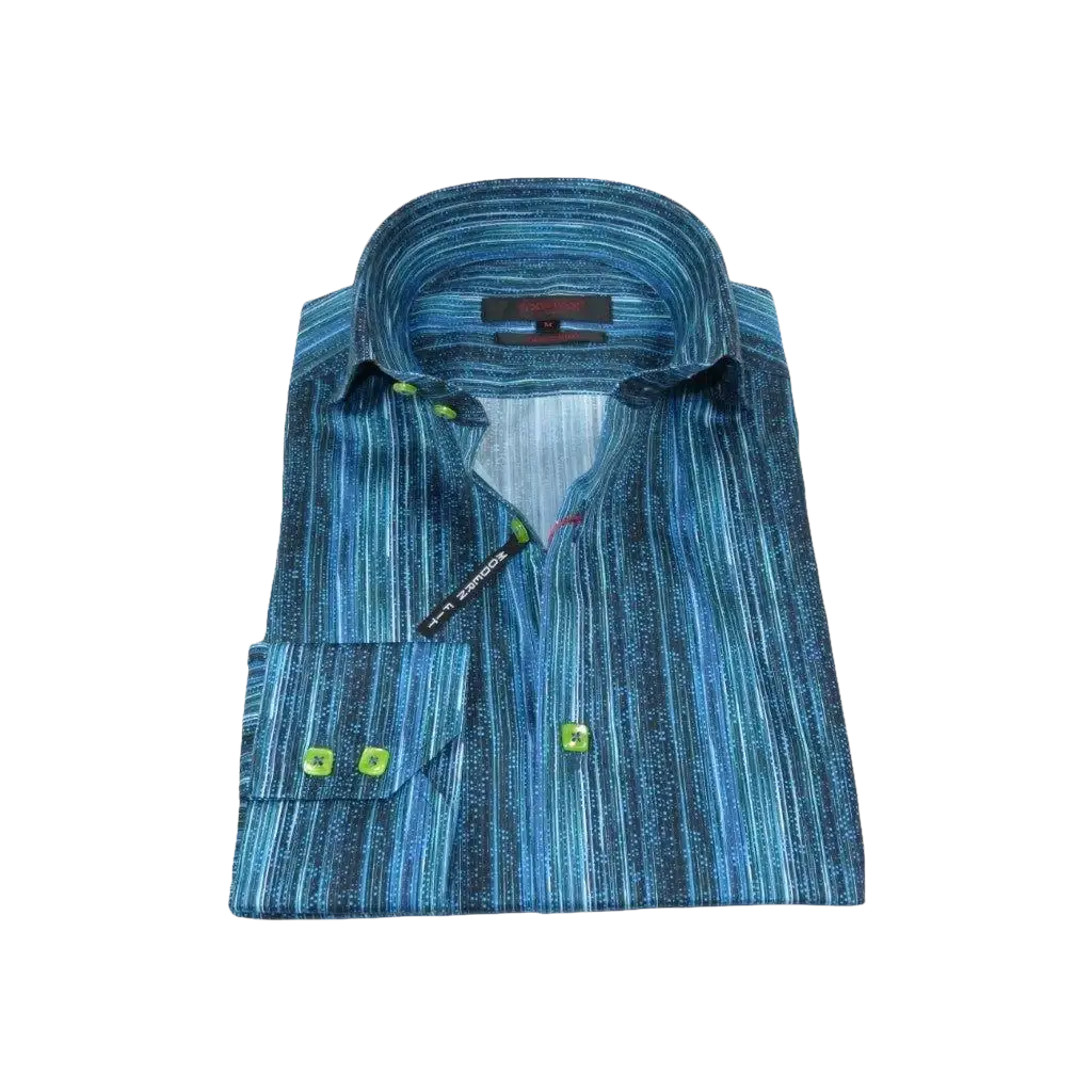 Men's Axxess Turkey Shirt 100% Egyptian Cotton High Collar 224 - 21 Teal Fancy - J.Valintin Men's Wear Legend - 224 - 21 Teal - M
