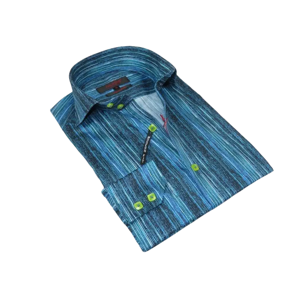 Men's Axxess Turkey Shirt 100% Egyptian Cotton High Collar 224 - 21 Teal Fancy - J.Valintin Men's Wear Legend - 224 - 21 Teal - M