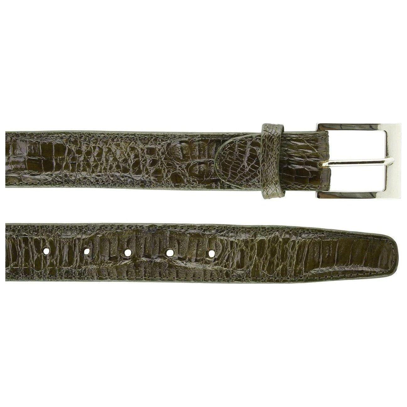 Men's Belvedere Belt Genuine Caiman Crocodile up to Size 44 Olive Style 1999 - J.Valintin Men's Wear Legend - 1999 Olive Caiman_44