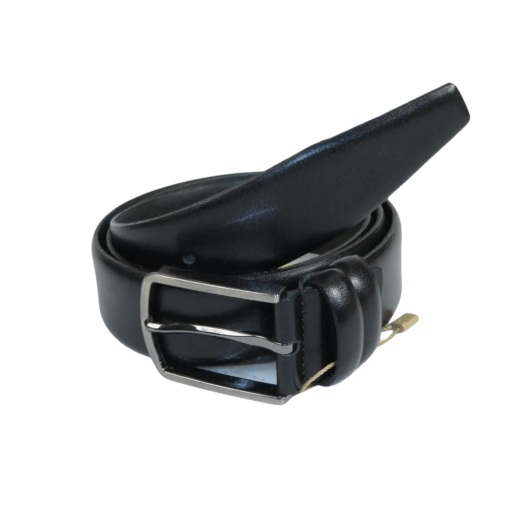 Mens Black Genuine Leather Belt PIERO ROSSI Turkey Soft Full Grain #Black - A - J.Valintin Men's Wear Legend - 97168