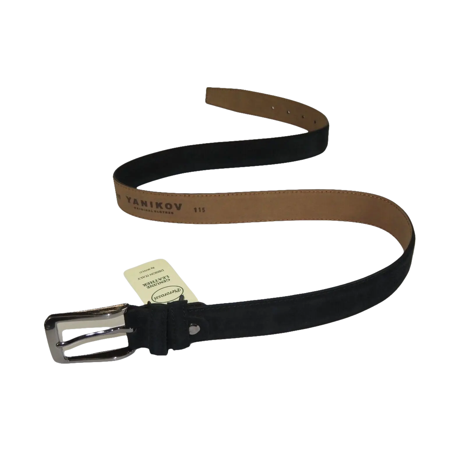Mens Black Genuine Suede Soft Leather Belt PIERO ROSSI Turkey # Black - C - J.Valintin Men's Wear Legend - 97170