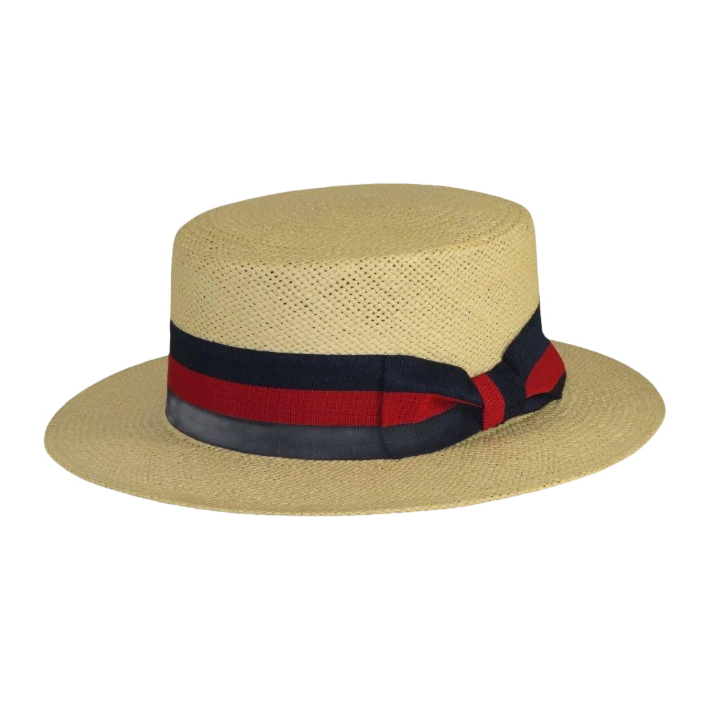 Men's Boater Skimmer Natural Straw Flat Crown GAUCHO Hat BC632 Natural - J.Valintin Men's Wear Legend - BC632 Natural - S