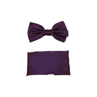 Men's Bow Tie and Hankie by J.Valintin Collection #92495 Solid Satin Plum - J.Valintin Men's Wear Legend - 92495