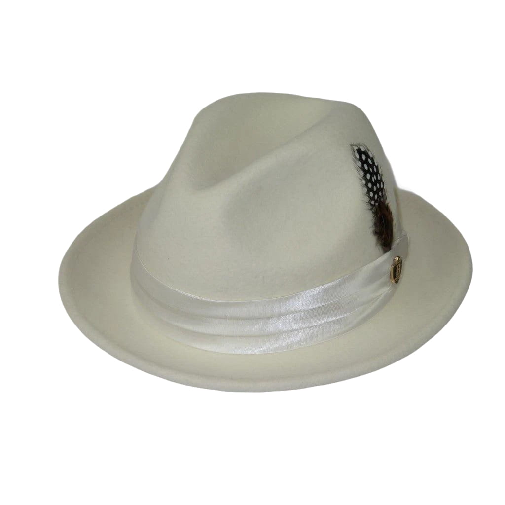 Mens Bruno Capelo Hat Australian Wool Soft Crushable Fedora Giovani Un132 Ivory - J.Valintin Men's Wear Legend - UN132 - Ivory - S