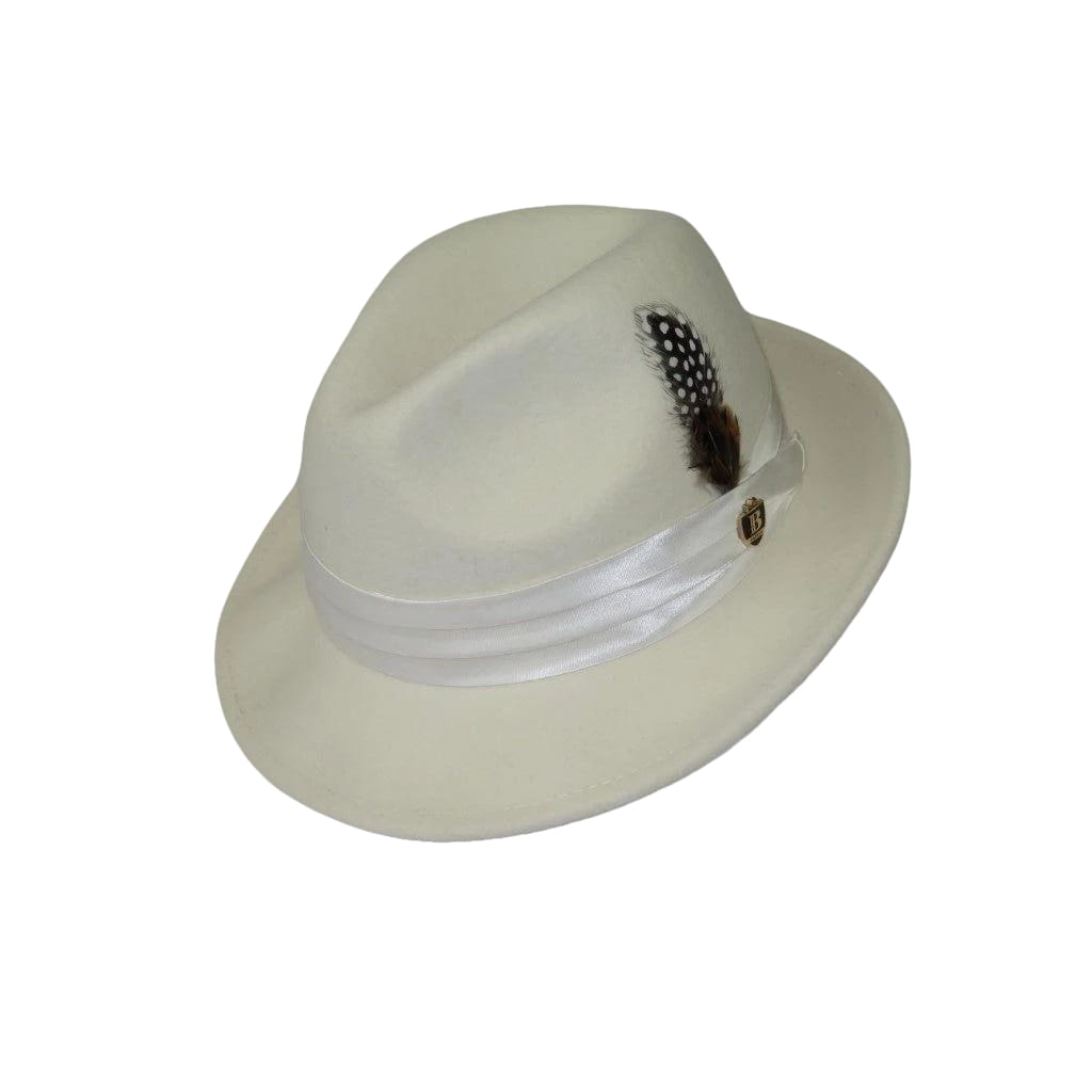 Mens Bruno Capelo Hat Australian Wool Soft Crushable Fedora Giovani Un132 Ivory - J.Valintin Men's Wear Legend - UN132 - Ivory - S