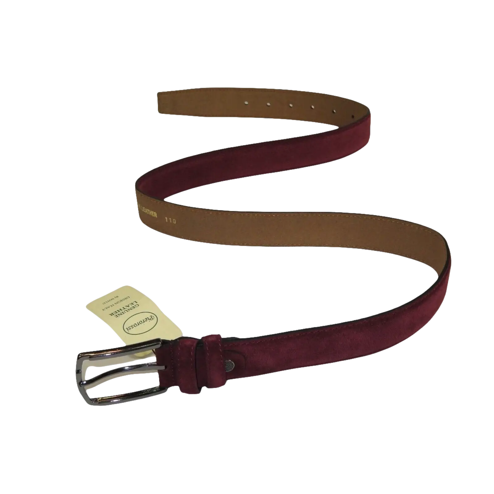 Mens Burgundy Genuine Suede Soft Leather Belt PIERO ROSSI Turkey # Burgundy - C - J.Valintin Men's Wear Legend - 97189