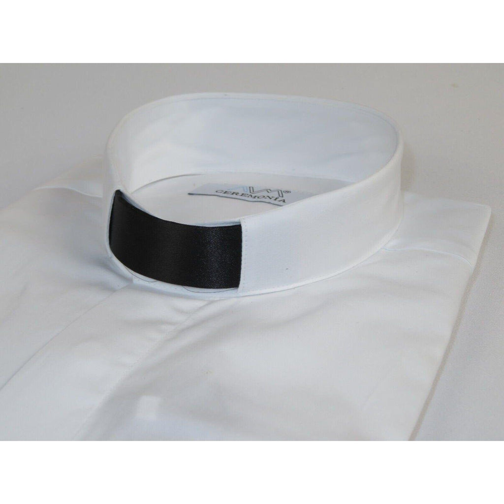 Mens CEREMONIA Clergy Pastor Priest Shirt 100% Cotton Turkey #stn 13 HYB White - J.Valintin Men's Wear Legend - 96989