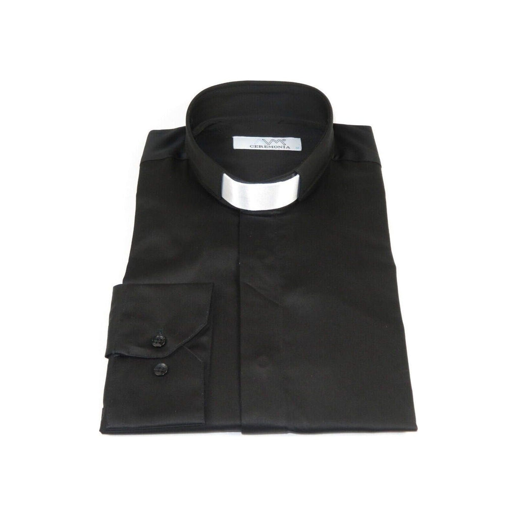 Mens CEREMONIA Clergy Pastor Priest Shirt 100% Cotton Turkey #stn 15 HYB Black - J.Valintin Men's Wear Legend - 97060