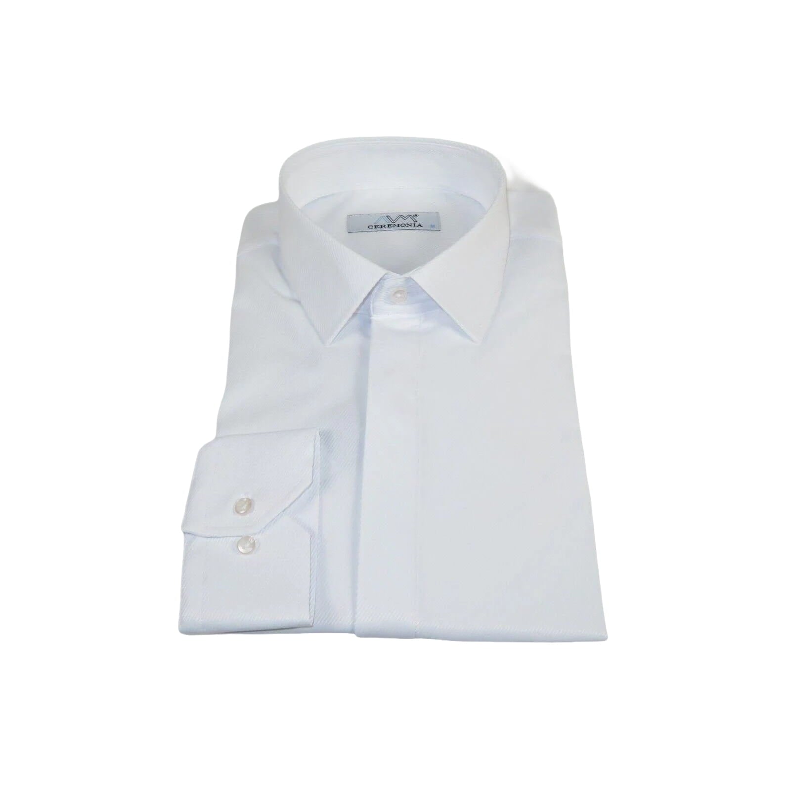 Mens CEREMONIA Formal Shirt Hidden Button 100% Cotton Slim Fit #9010 13 White - J.Valintin Men's Wear Legend - 97115