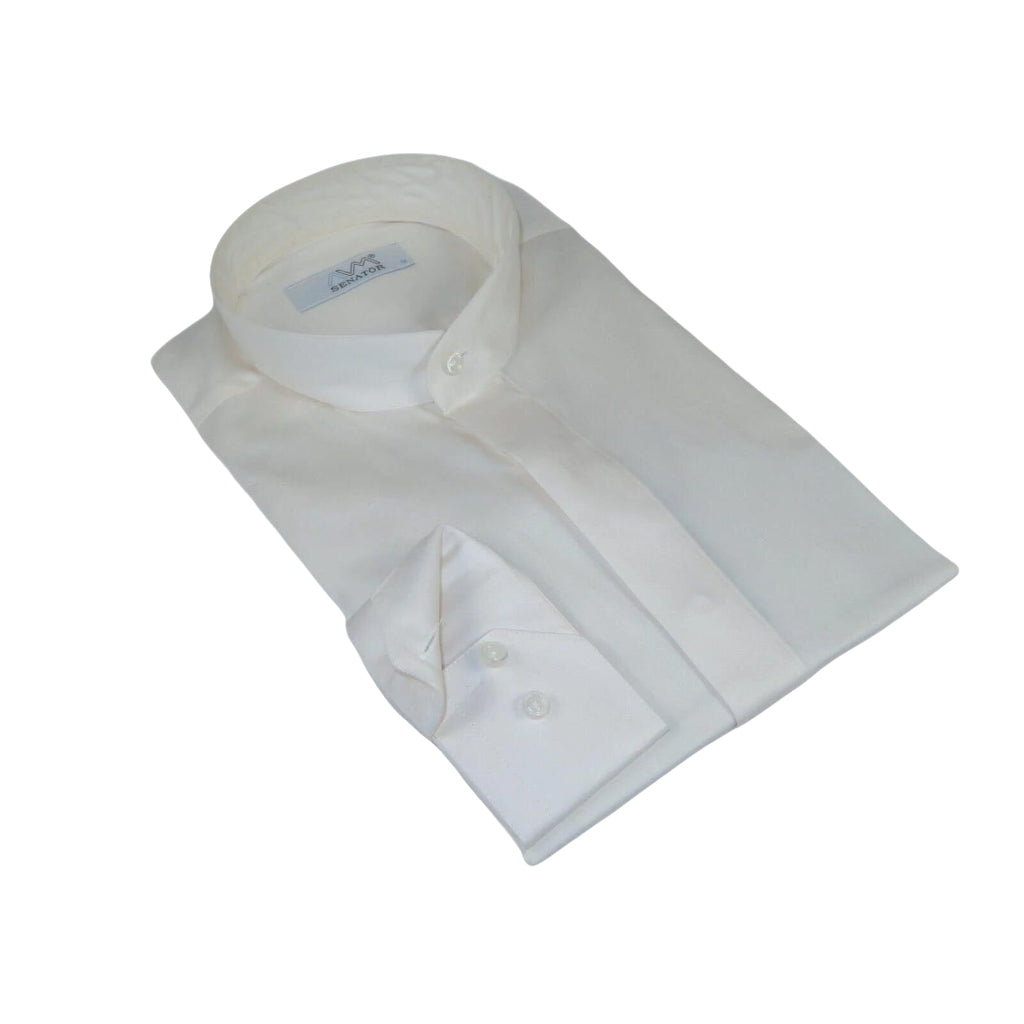 Mens CEREMONIA Pastor Shirt 100% Cotton Turkey Banded Collar #stn 17 hyk Ivory - J.Valintin Men's Wear Legend - 96994